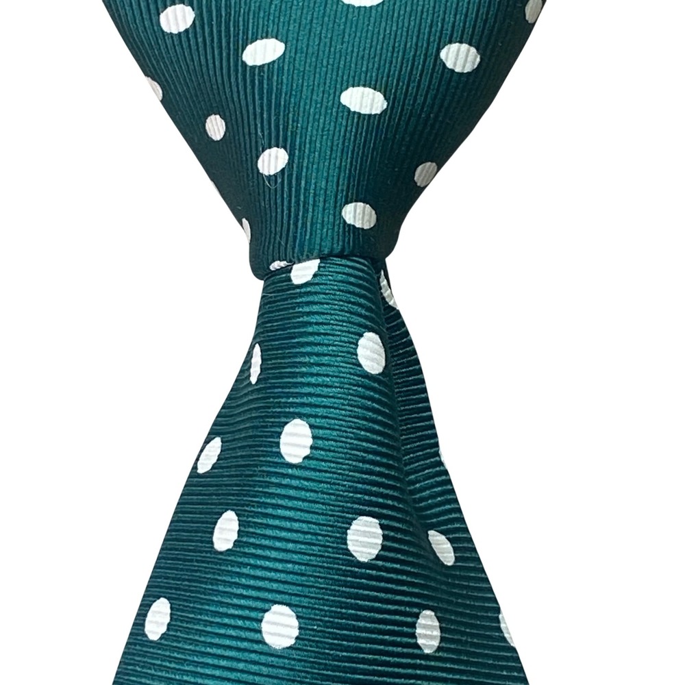 Abercrombie & Fitch Vintage 80s‎ Silk Tie Green Polka Dot Hand Made USA Mens